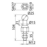 Fixed ball point D25mm/M12