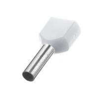Eristetty Kaksoispääteholkki 2x0.75mm² Valkoinen 16mm